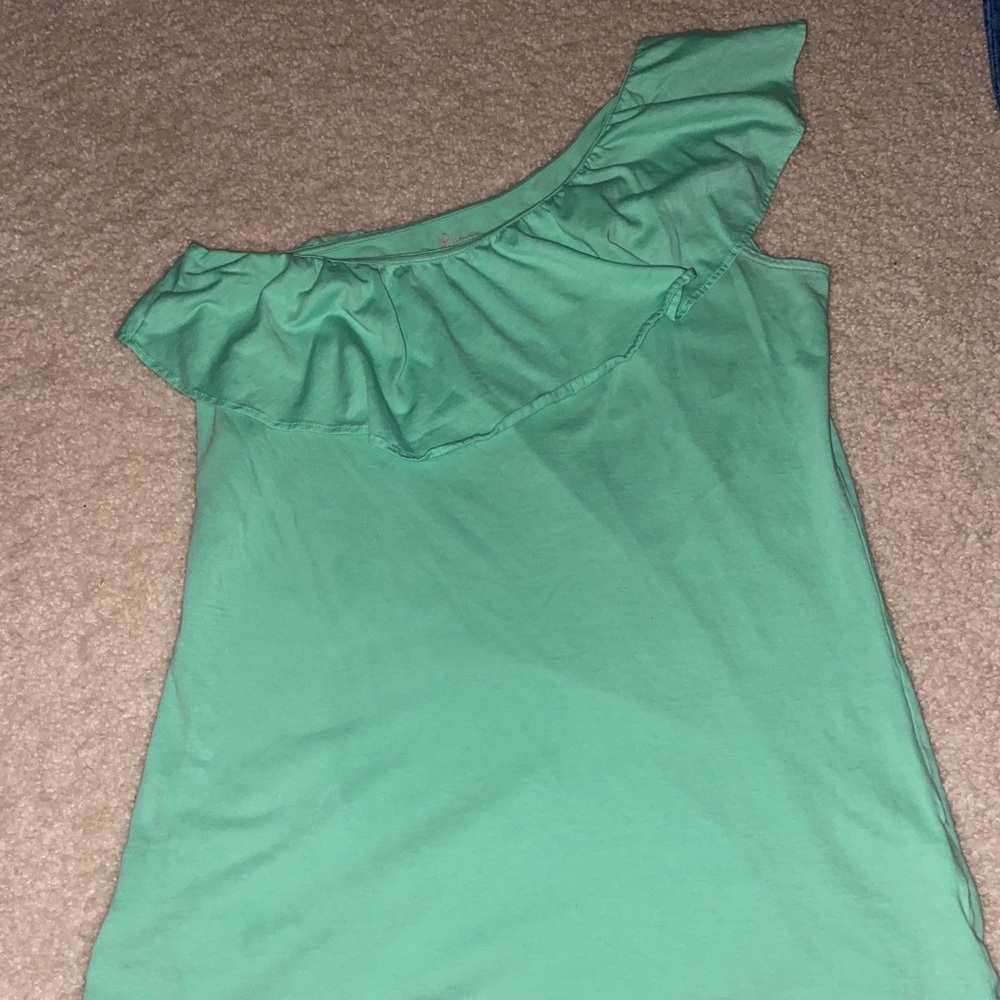 size small lily pulitzer green one shoulder top